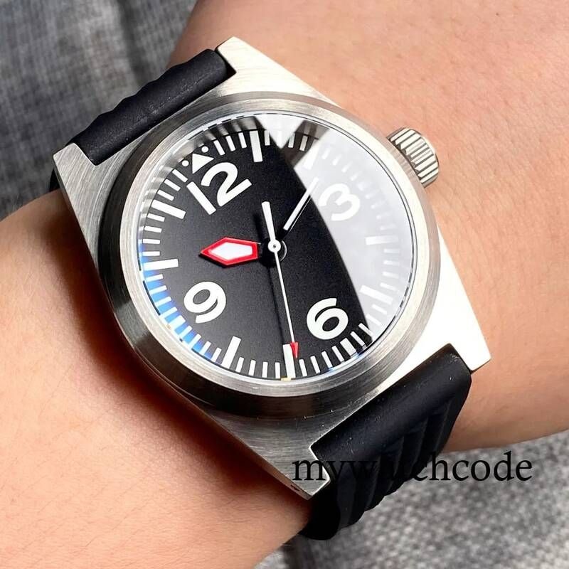 UnKnown [해외] 남자 여성 손목 시계 Tandorio-파일럿 항공 자동 남성 38mm 62mas NH35A PT5000 200M 다이버 스틸 AR 돔형 사파이어 와플 스트