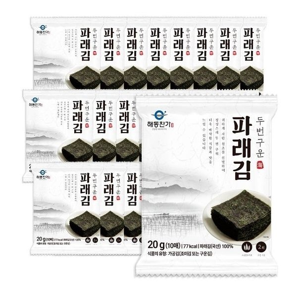 해동찬가 [해동찬가] 두 번 구운 파래김 10매 x 10봉 (100매)