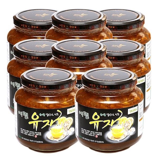 (현대Hmall) 에덴 고흥유자차(유기설탕) (1kg x 8병) 유자청