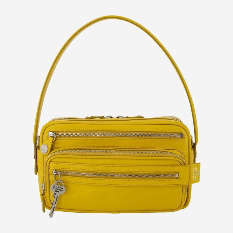 아크네 스튜디오 아크네스튜디오 카메로 파티 V 가죽 숄더백 C10269 ABM MUSTARD YELLOW