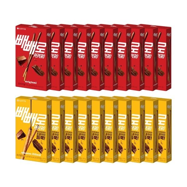 (현대Hmall) 초코 빼빼로 46g 10개+누드 초코필드 빼빼로 45g 10개