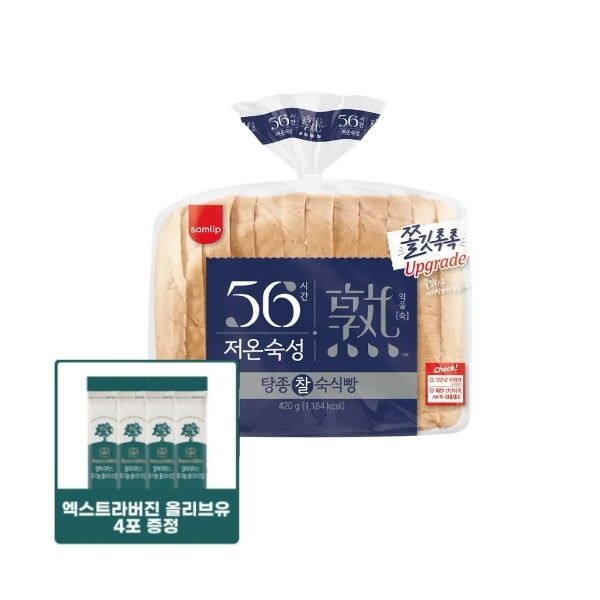 [올리브오일증정] 삼립 56시간 저온숙성 탕종 찰 숙식빵 420g 4봉