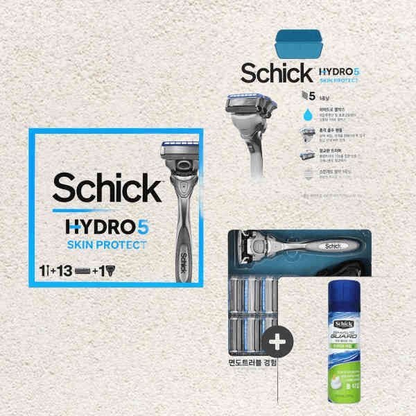 쉬크 하이드로5 스킨프로텍트 기획 (핸들1+날13+커버1) + 사은품) 라임폼 210g 베이직 날 2개 599613