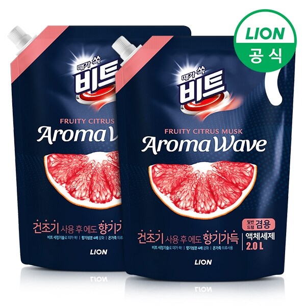 비트 아로마웨이브 액체세제(일반/드럼 겸용) 시트러스 2L리필 2개