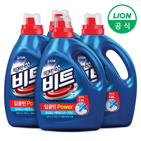 비트 세탁세제 딥클린파워 액체 3L용기(일반) 4개