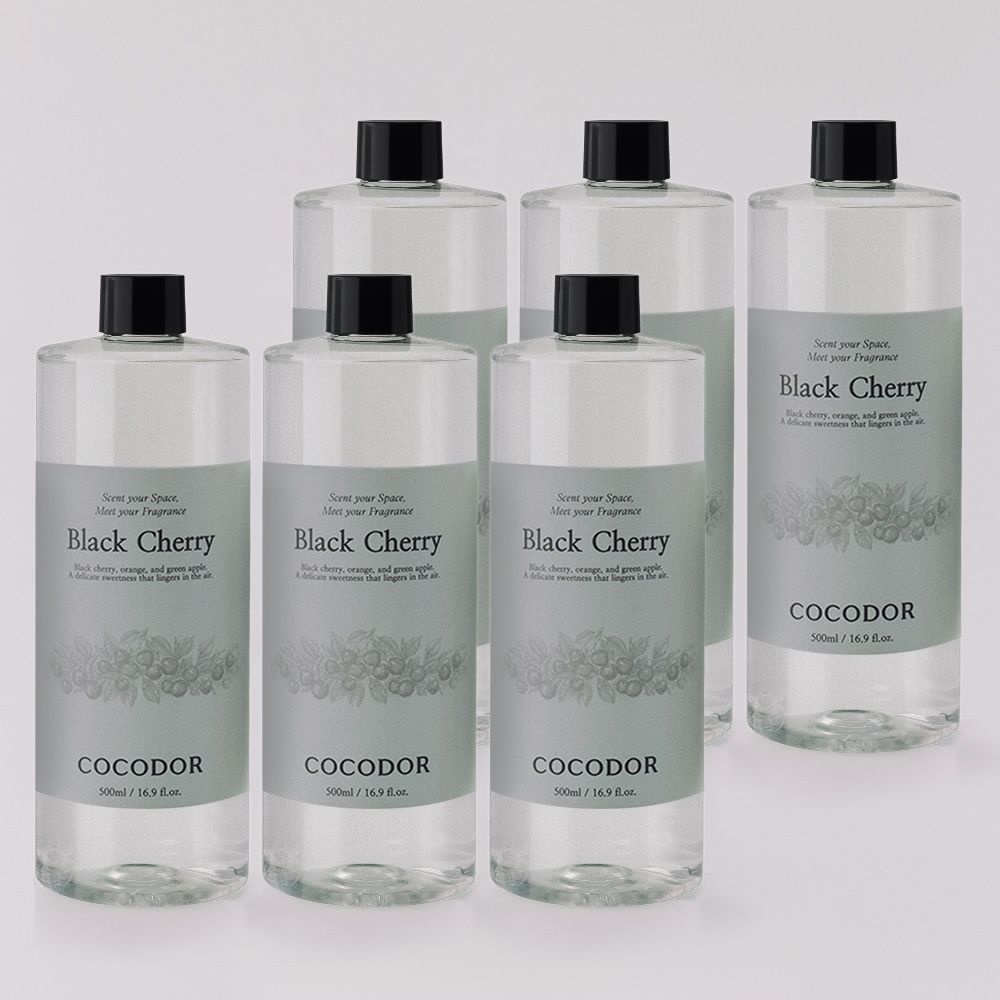 코코도르 대용량 디퓨저 리필액 실내방향제 집들이선물 인테리어 블랙체리, 500ml, 6개