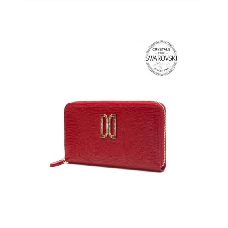 <매장정품> DAKS 닥스 [ALEXA]레드 가죽 스와르브스키 DD로고장식 지퍼돌이 장지갑 DCWA2F285R2 2005994