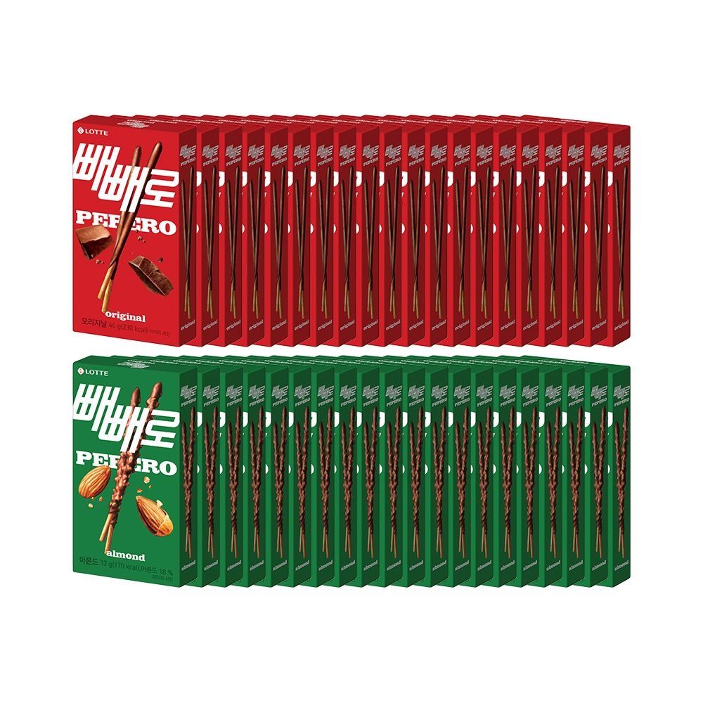 [롯데백화점] 롯데웰푸드 [롯데]초코 빼빼로 46g 20개+아몬드 빼빼로 32g 20개