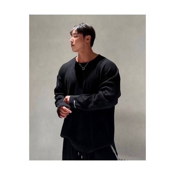 베르만 어패럴 [베르만] 와플 니트 익스트림 오버핏 롱슬리브 4color