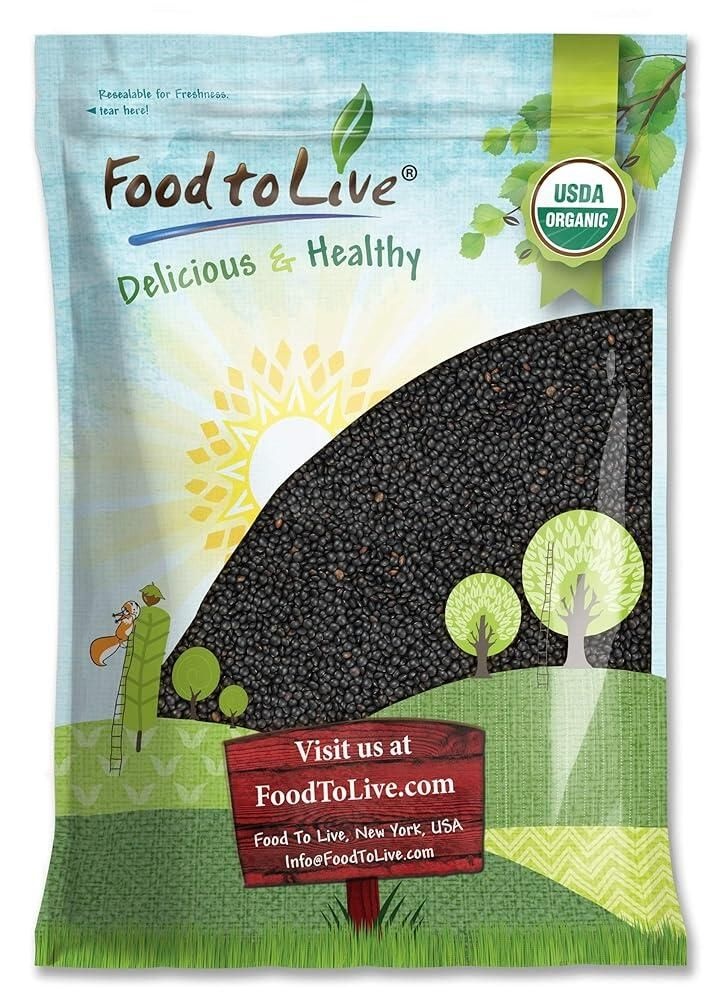 Food to Live [해외] Food to Live 블랙 렌틸콩 4.5kg10파운드 – GMO 프리 전체 건조 펄스 생 싹이 트기 가능 코셔 비건 벌크 콩과 식물 마수