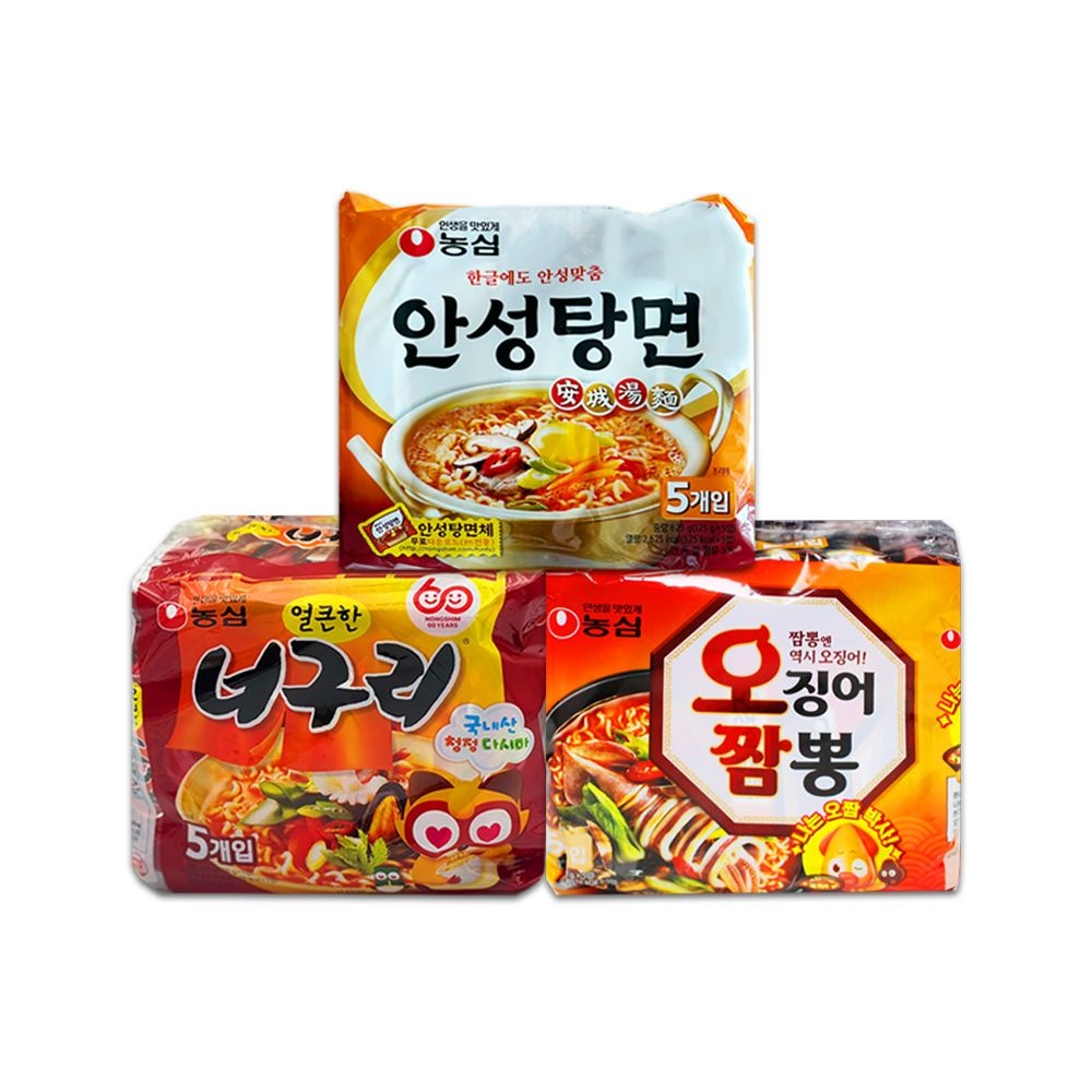 농심 오징어짬뽕 5봉,안성탕면 5봉,얼큰한너구리 5봉