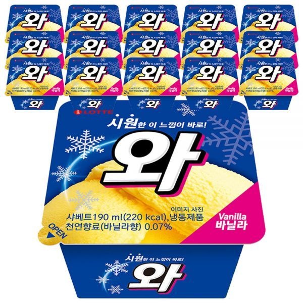 [슈팅냉동] 롯데웰푸드 와 바닐라 190ml, 16개