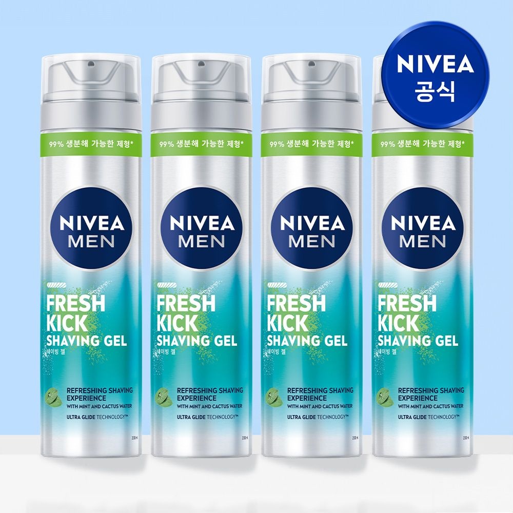 니베아 맨 프레시 킥 쉐이빙 젤 면도젤 200ml, 4개