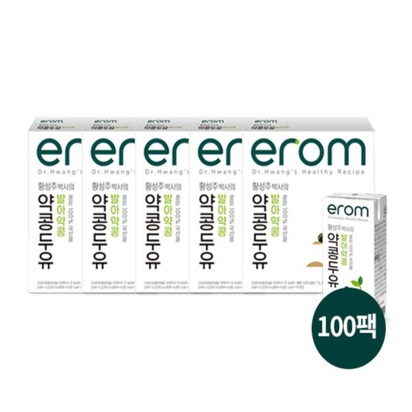 [패션플러스][이롬]황성주 박사의 국산콩 두유 발아약콩 100팩(190ml x 20입 x 5박스).