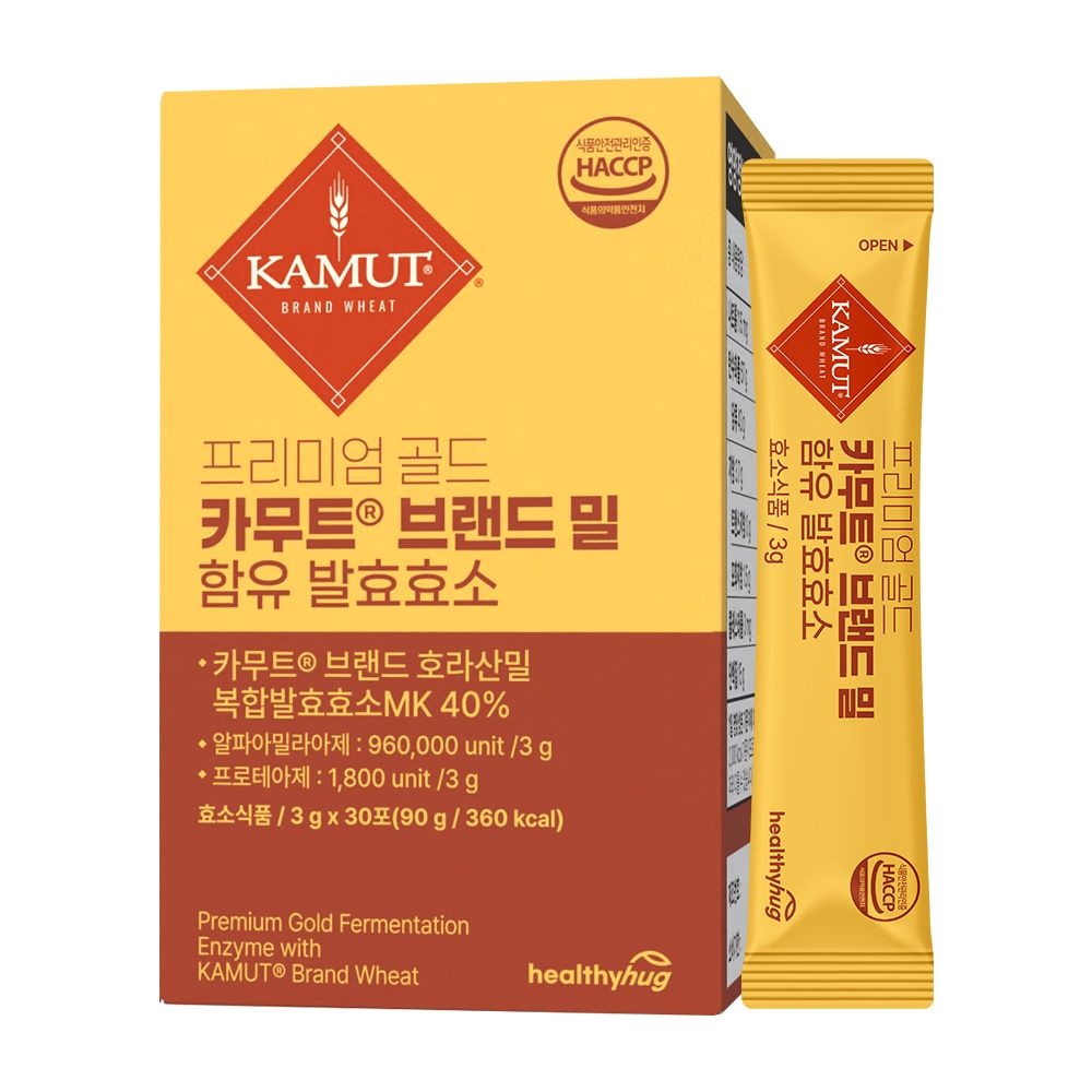 헬씨허그 프리미엄 골드 카무트 브랜드밀 함유 발효효소 3g 30포