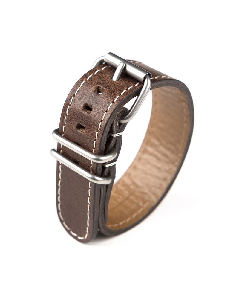 BERTUCCI BERTUCCI 호윈 가죽 나토밴드 22mm 너트 브라운 더블 룹 MU126MD 3821223