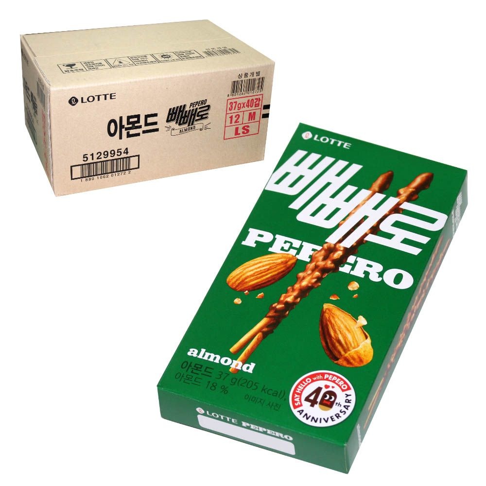 [오늘출발] 롯데웰푸드 롯데 빼빼로 아몬드 37g x 40개입