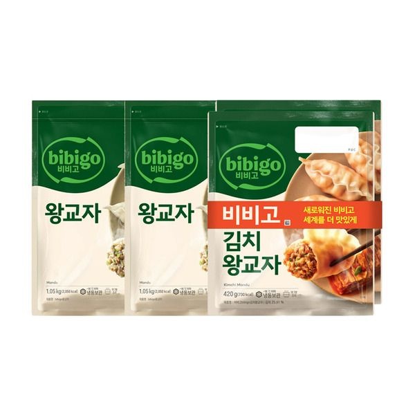 CJ제일제당 [패션플러스][CJ제일제당](온라인) [CJ] 비비고 왕교자 1.05kg x2개 + 김치왕교자 420g x2개.