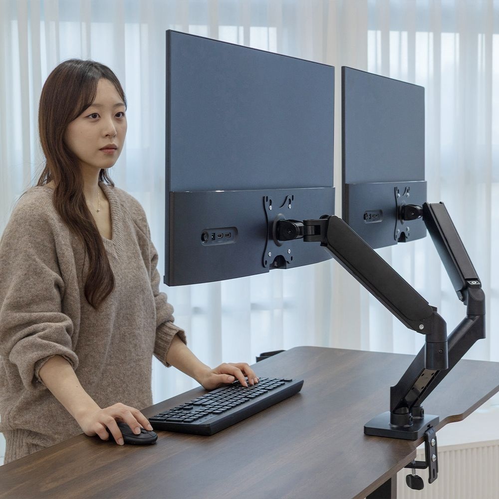 롱코 듀얼 모니터암 스탠드 모니터 거치대