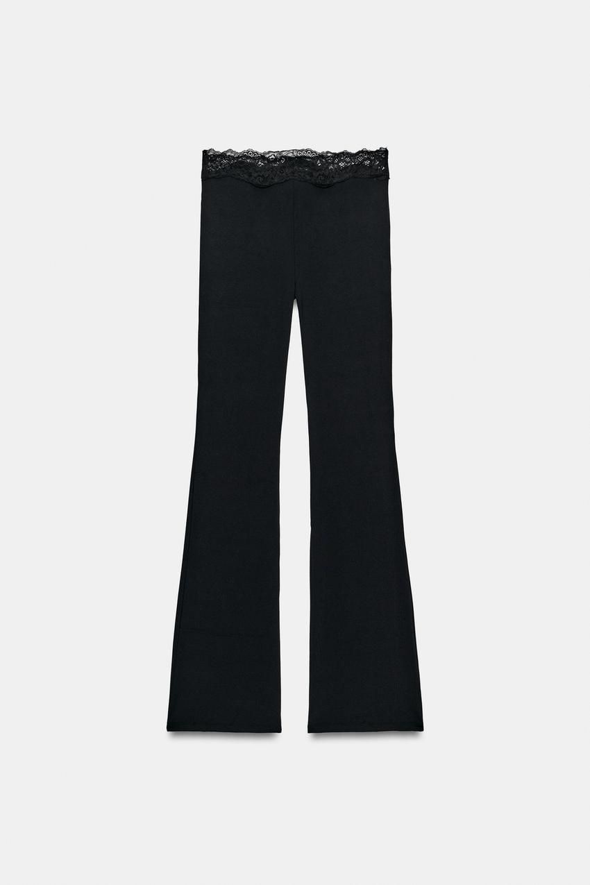 ZARA 자라 레이스 폴리아미드 플레어 팬츠 블랙 5039 807 800