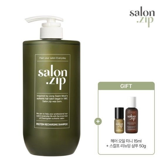 정샘물 살롱집 단백질 리차징 샴푸1000ml (+리차징헤어오일미니15ML+스칼프리뉴잉샴푸50g)