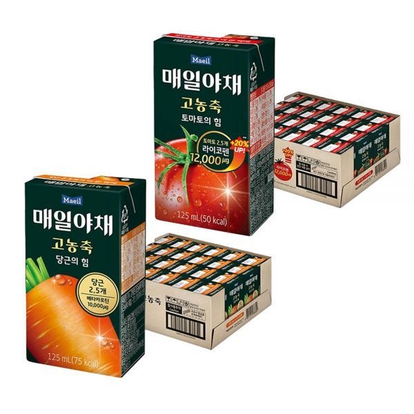 매일야채 고농축 토마토의힘, 125ml, 24개 + 고농축 당근의힘, 125ml, 24개