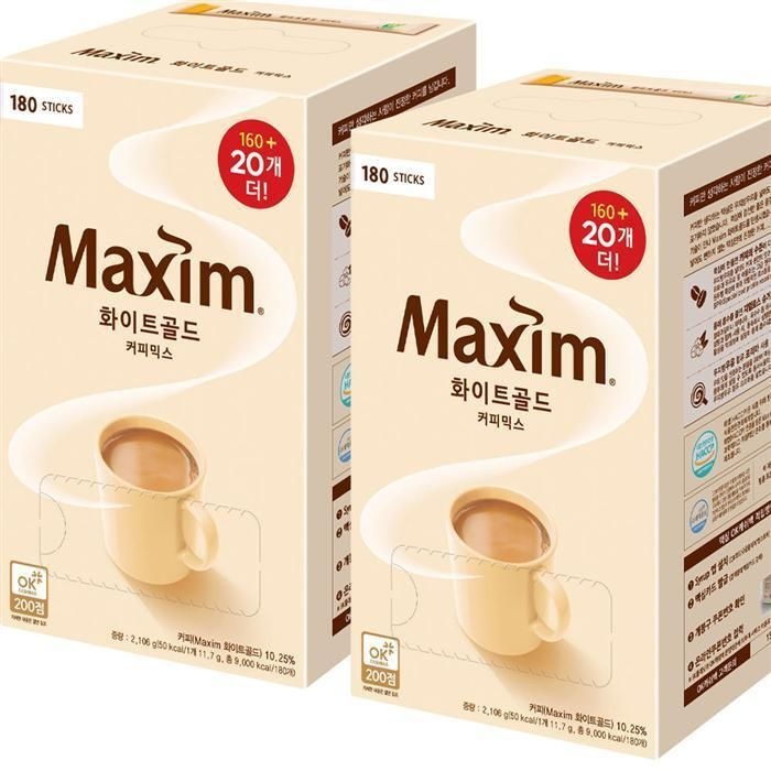[패션플러스][맥심]동서 맥심 화이트골드 커피믹스 160T+20T X 2개 총 360T 스틱 (14541657)