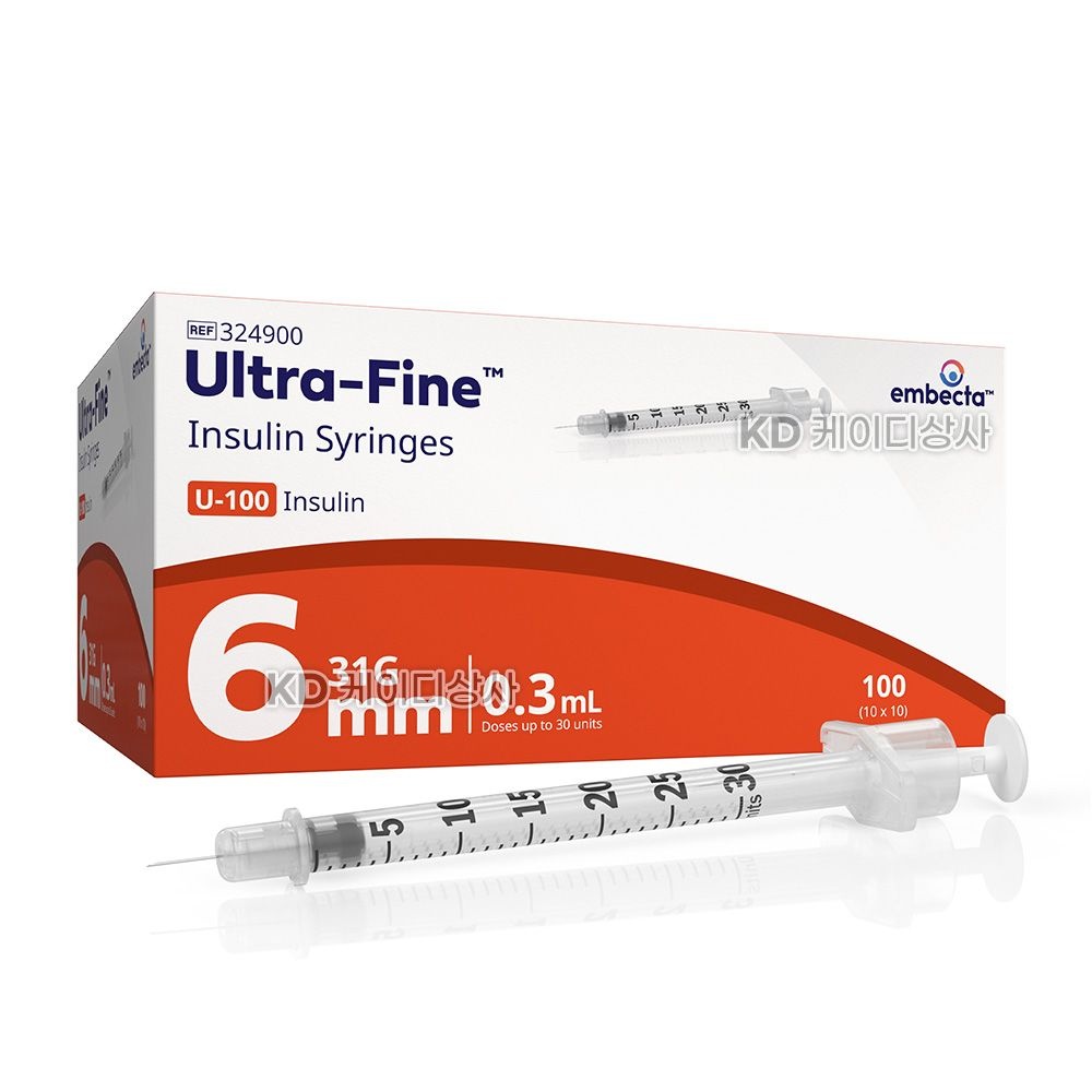 BD 엠벡타 울트라파인 인슐린 주사기 0.3cc 31G 6mm 100개입  (324900)