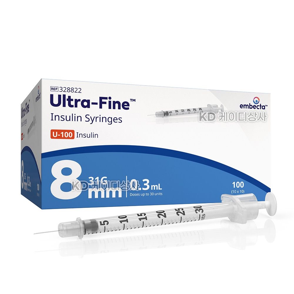 BD 엠벡타 울트라파인 인슐린주사기 0.3cc 31G 8mm 100개입 (328822)