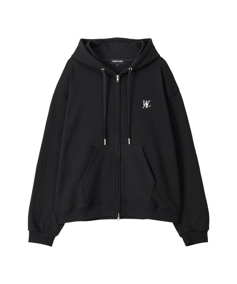 WOOALONG [11월 19일 배송] WOOALONG Signature hood zip-up - BLACK