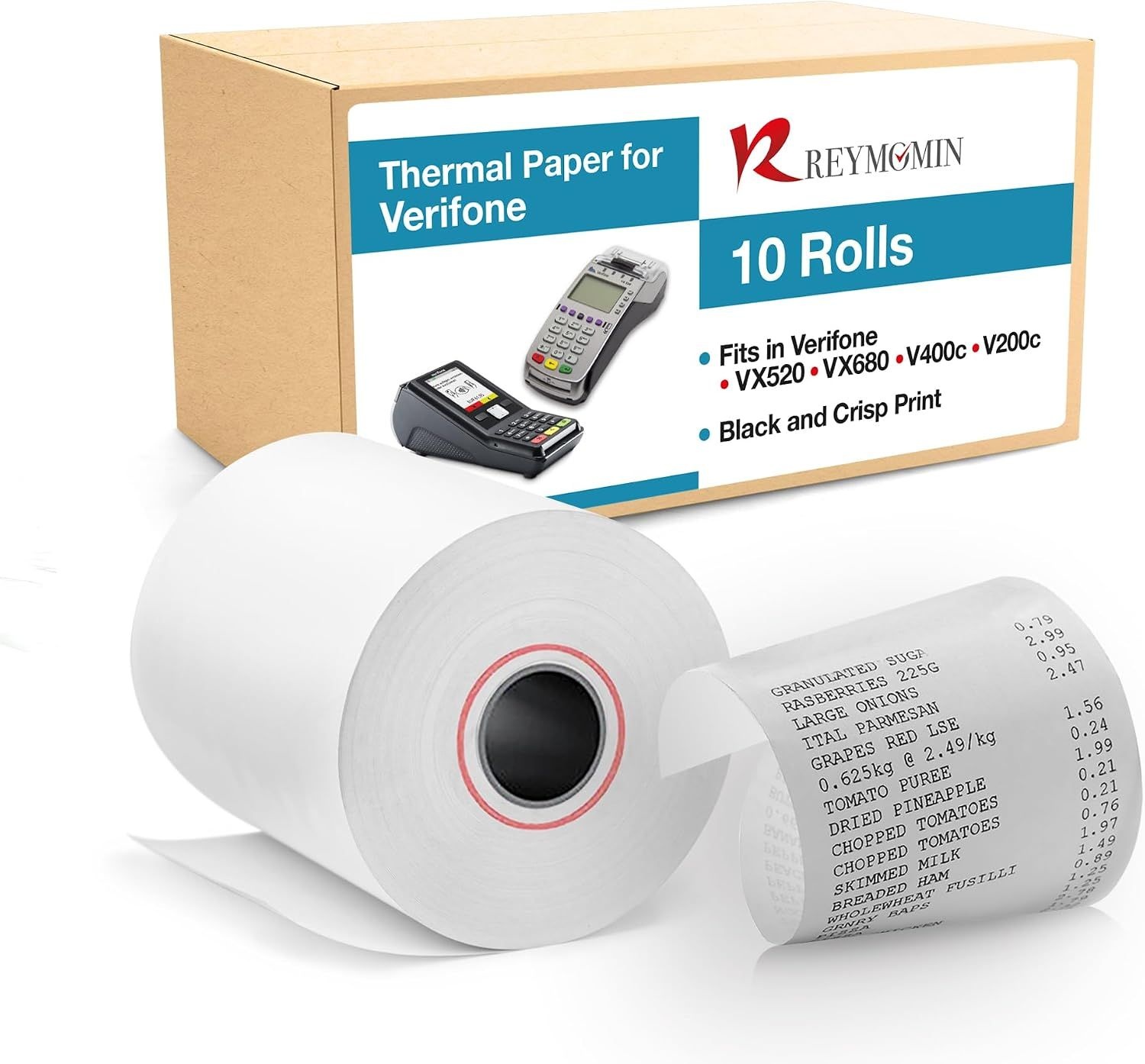 Verifone Vx520 Vx680 T650 P400m용 열 용지 롤 신용카드 기계용 영수증 용지(10롤)