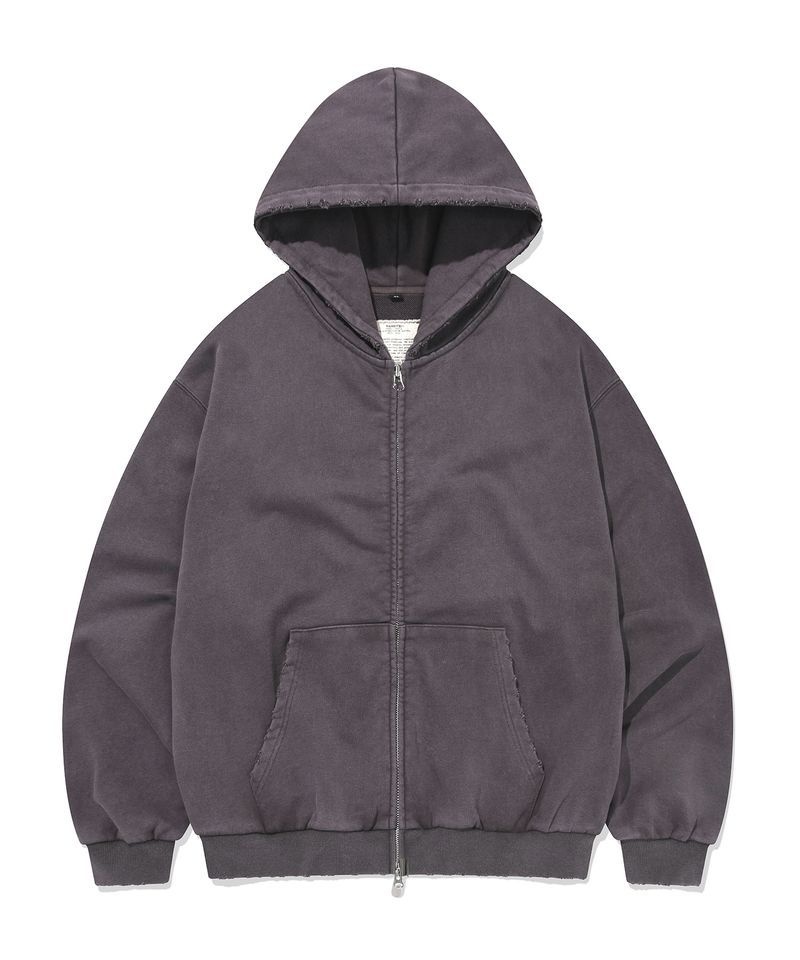 KANEITEI [11월 19일 배송] KANEITEI PIGMENT DAMAGE HOODIE ZIP-UP (DEEP PURPLE)