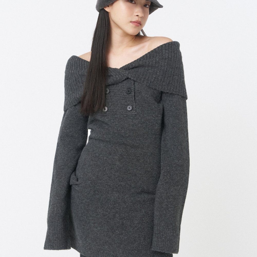 [미세키서울][매장정품] 미세키서울 double button knit one piece CHARCOAL MSK254OP02CH