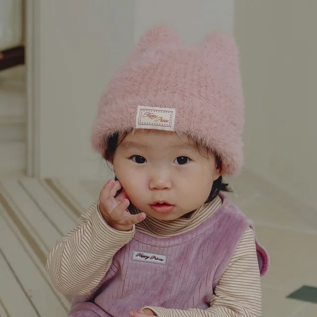 해피프린스 [SIZE~6Y] 밍크플러피 네로 니트 비니