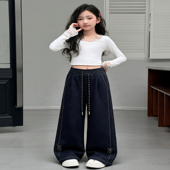 스티치 와이드 데님 팬츠 R30367