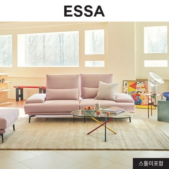 뉴페르소나 와이드 3인 스윙기능 리브 패브릭 구스 소파+쿠션2개