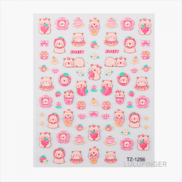 [온누리상품] [룰루핑거] 레진/네일스티커 스위트 카피바라 7.1x9.3cm 2AA-05-406