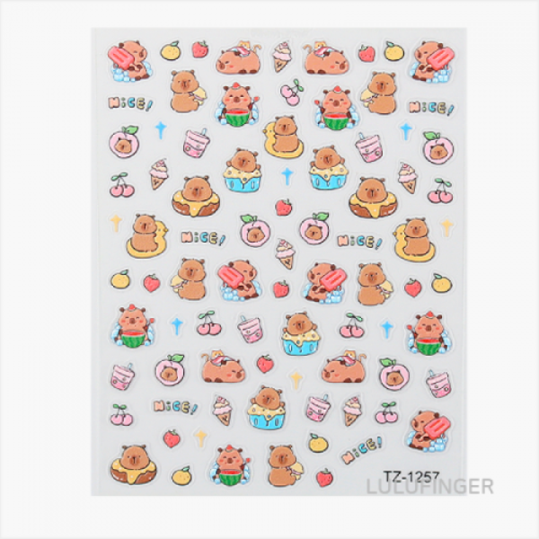 [온누리상품] [룰루핑거] 레진/네일스티커 여름 나이스 카피바라 7.1x9.3cm 2AA-05-403