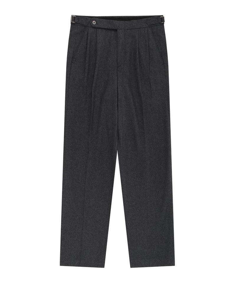BELLIEF BELLIEF Wool Flannel heavy 2Pleated adjust relaxed Trousers Charcoal BWP26676 3852499
