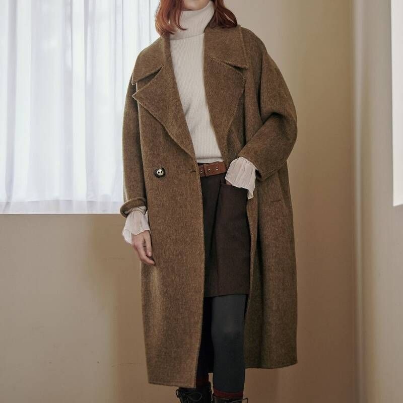 마쟈 마쟈 모헤어 울혼방 핸드메이드 코쿤 더블 롱 코트 ZD12HC011NH S7T3V8W1 J6K8L3M1