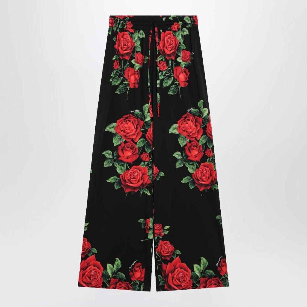 돌체앤가바나 [해외] 돌체앤가바나 Silk trousers with floral print FTDL2TFSA9R/XN_DOLCE-HN6EJ_102-46 Black  [관부가세포함]