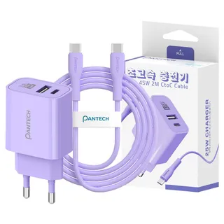 팬택 파스텔 초고속 충전기 C타입 2포트 25w2p 충전기 + 45w2m 케이블 구성