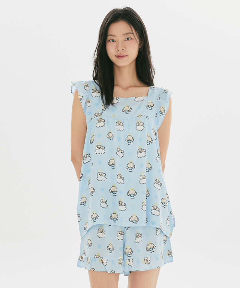 SPAO 다마고치 엔젤 프릴 민소매 파자마블루 SPPPG37U14