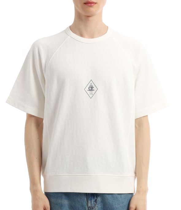 CP COMPANY CP COMPANY 26 Malfile Fleece Short Sleeve Sweatshirt 20CMSS188A 110337G 103 말파일 플리스 반팔 스웨트셔츠 <b>41910</b>