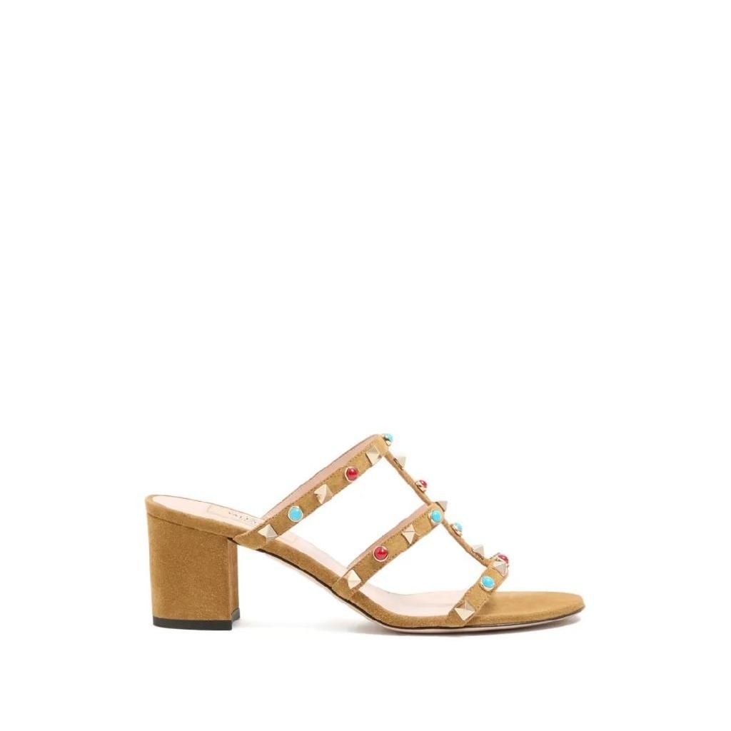 Valentino Garavani [해외] Valentino Garavani 락스터드 카보숑 스톤 스웨이드 샌들 60mm WS0C47<b>JTI</b>