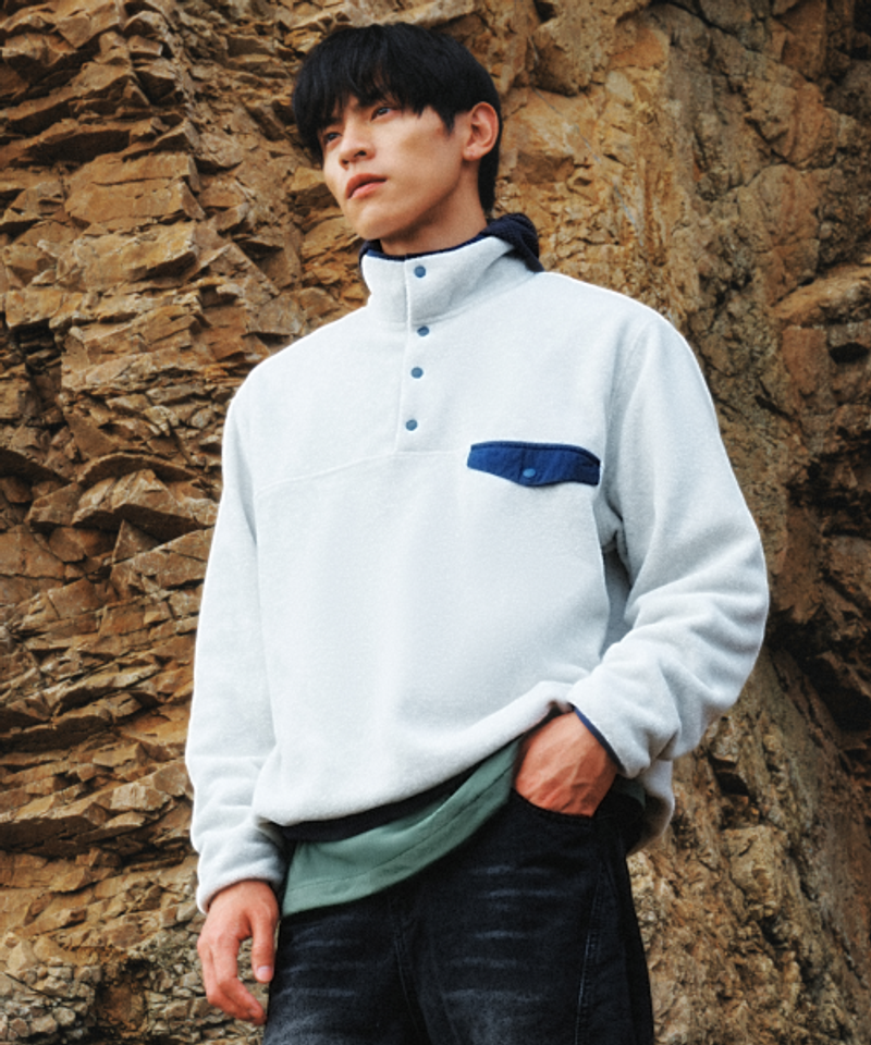 SPAO 배색 플리스 반오픈 풀오버_SPFWG4TC03