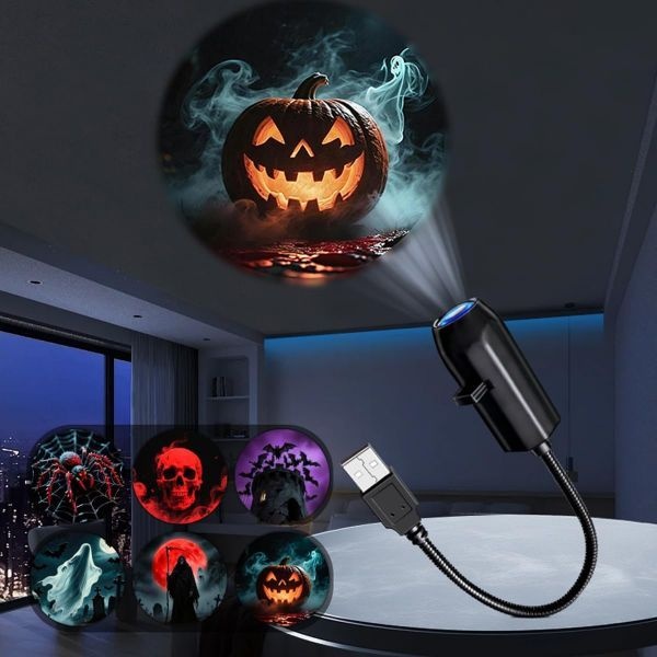BriteFlow [해외] Halloween LED Mini Ambient Projector Light - Six Pattern Ceiling Lights 474005
