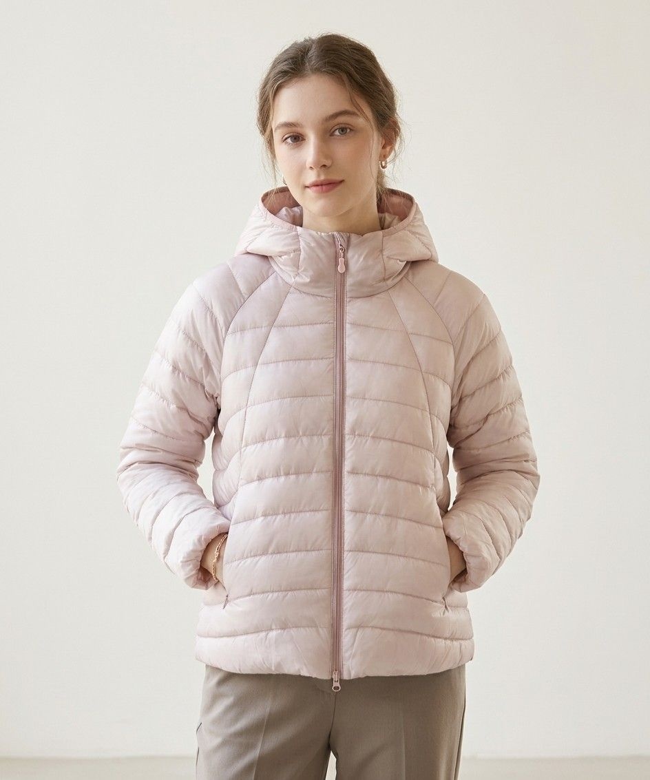 SPAO 여성 후드 가벼운 재킷 보온성 경량 패딩