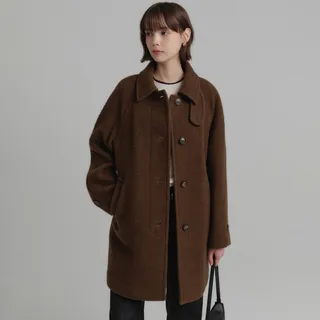 [룩캐스트][NEW 컬러] 헤일리 울 부클 하프 코트_브라운 / HAILY WOOL BOUCLE HALF COAT_BROWN