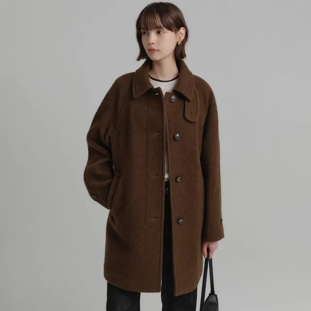 [룩캐스트][NEW 컬러] 헤일리 울 부클 하프 코트_브라운 / HAILY WOOL BOUCLE HALF COAT_BROWN